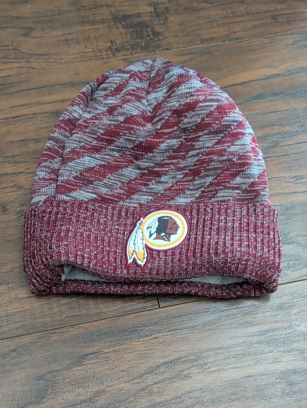 New Era Washington Redskins Maroon and Gray Knit Cuffed Beanie with Team Patch